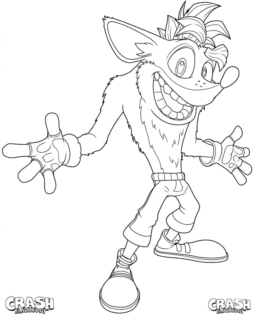 Crash Bandicoot zdarma omalovánka
