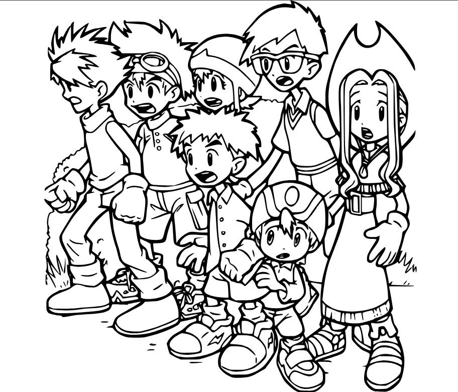 Digimon zdarma snadný tisknutelné omalovánka