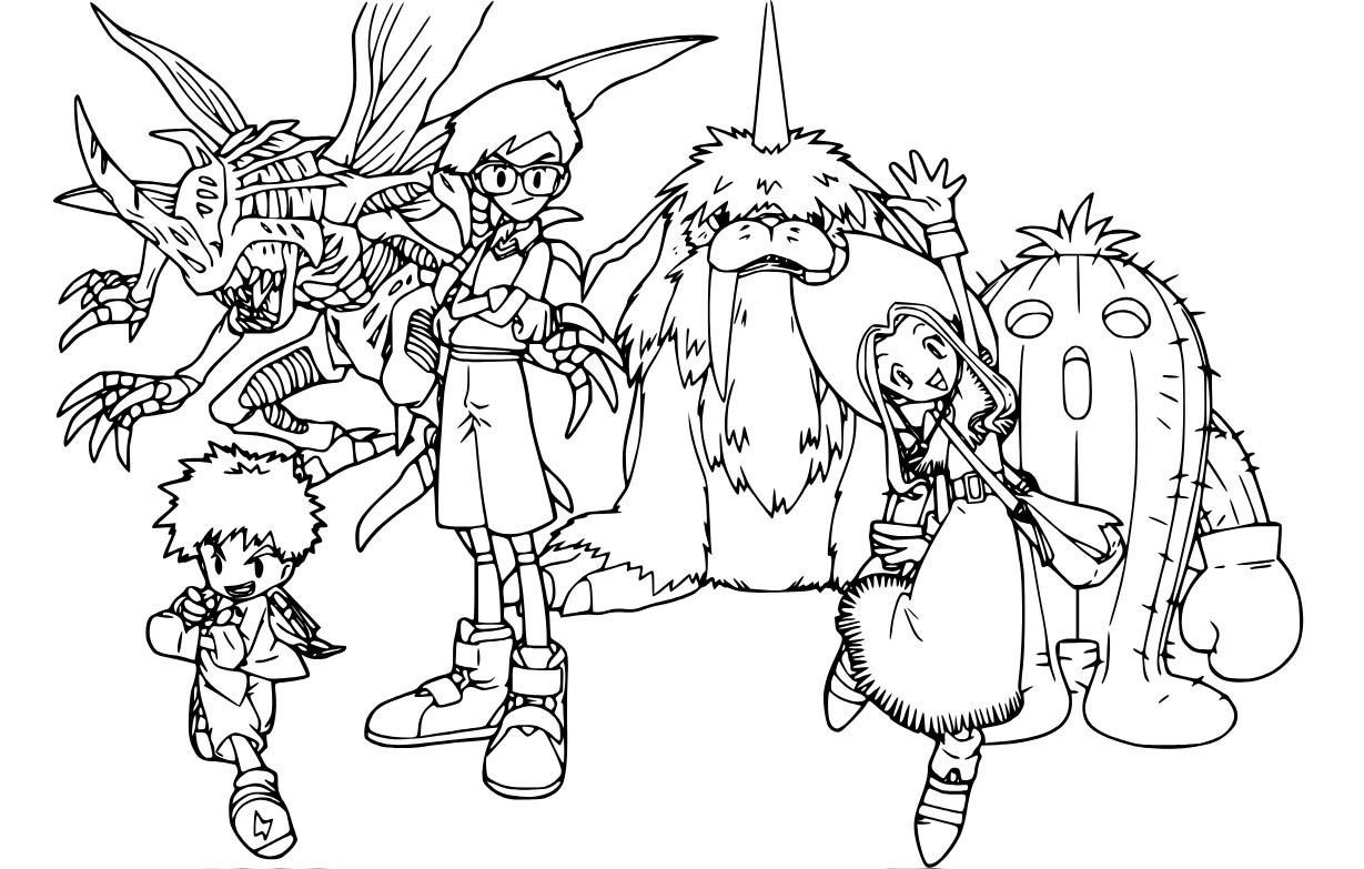 Digimon zdarma tisknutelné pro děti omalovánka
