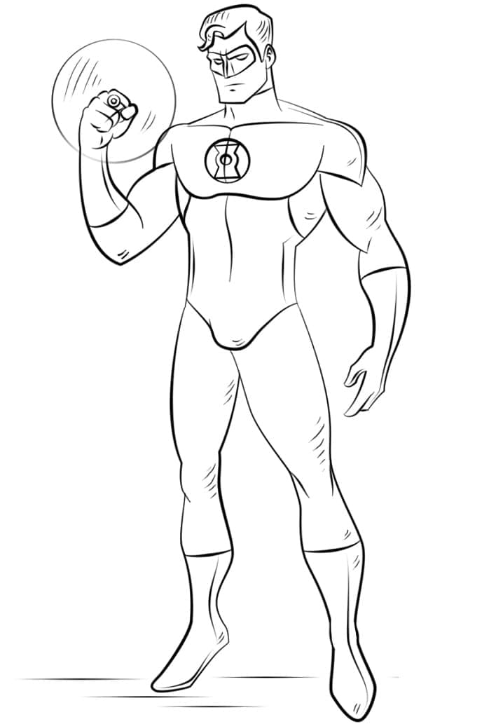 Green Lantern snadný tisknutelné omalovánka