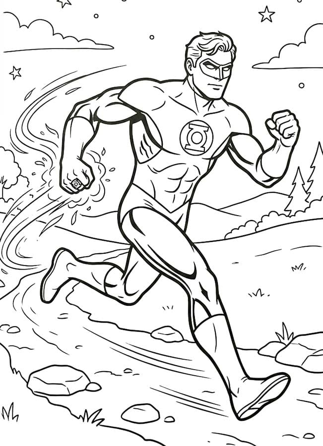 Green Lantern zdarma pro děti omalovánka