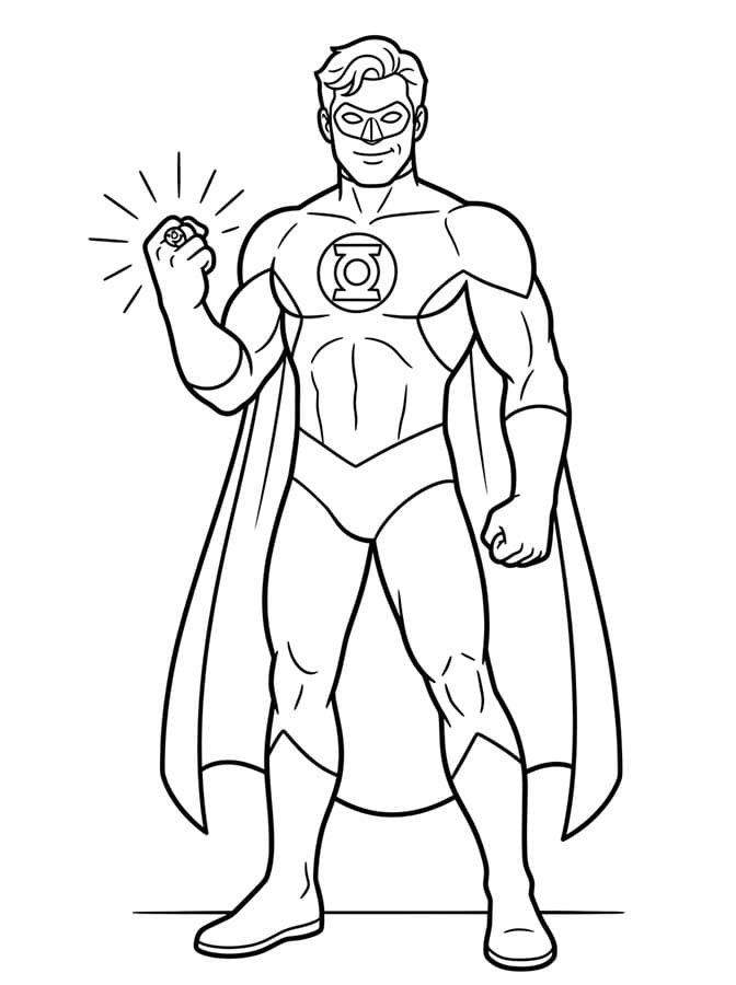 Green Lantern zdarma tisknutelné pro děti omalovánka