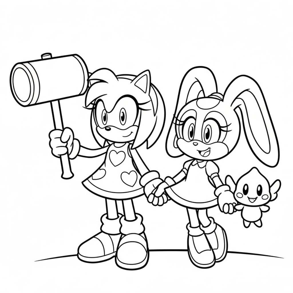 Nakreslete Amy Rose zdarma pro děti omalovánka