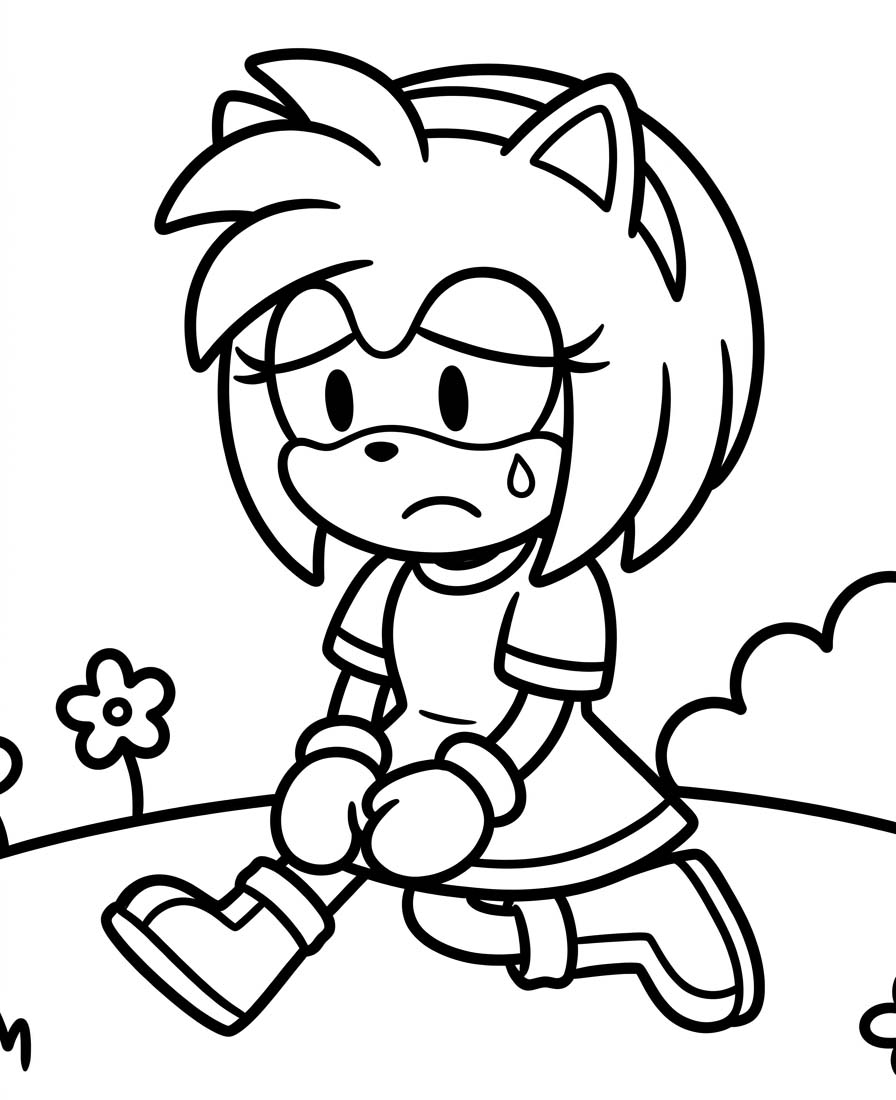 Nakreslete Amy Rose zdarma prostý omalovánka