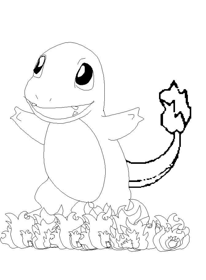 Nakreslete Charmander tisknutelné omalovánka