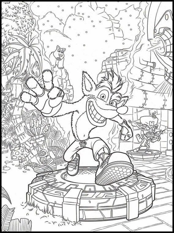 Nakreslete Crash Bandicoot pro děti omalovánka