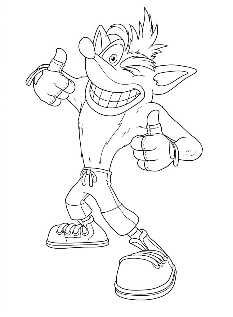 Nakreslete Crash Bandicoot tisknutelné omalovánka