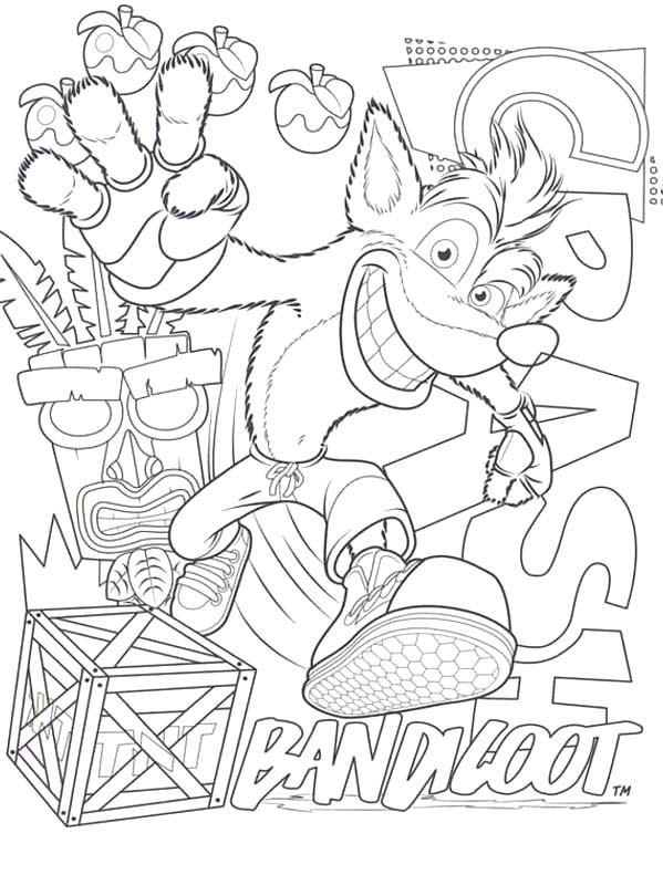 Nakreslete Crash Bandicoot zdarma základní omalovánka