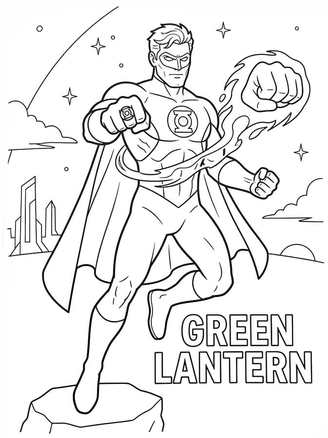 Nakreslete Green Lantern tisknutelné pro děti omalovánka