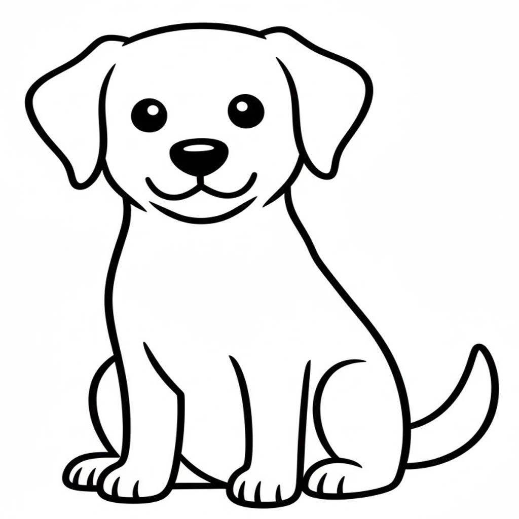 Nakreslete Labrador zdarma prostý tisknutelné omalovánka