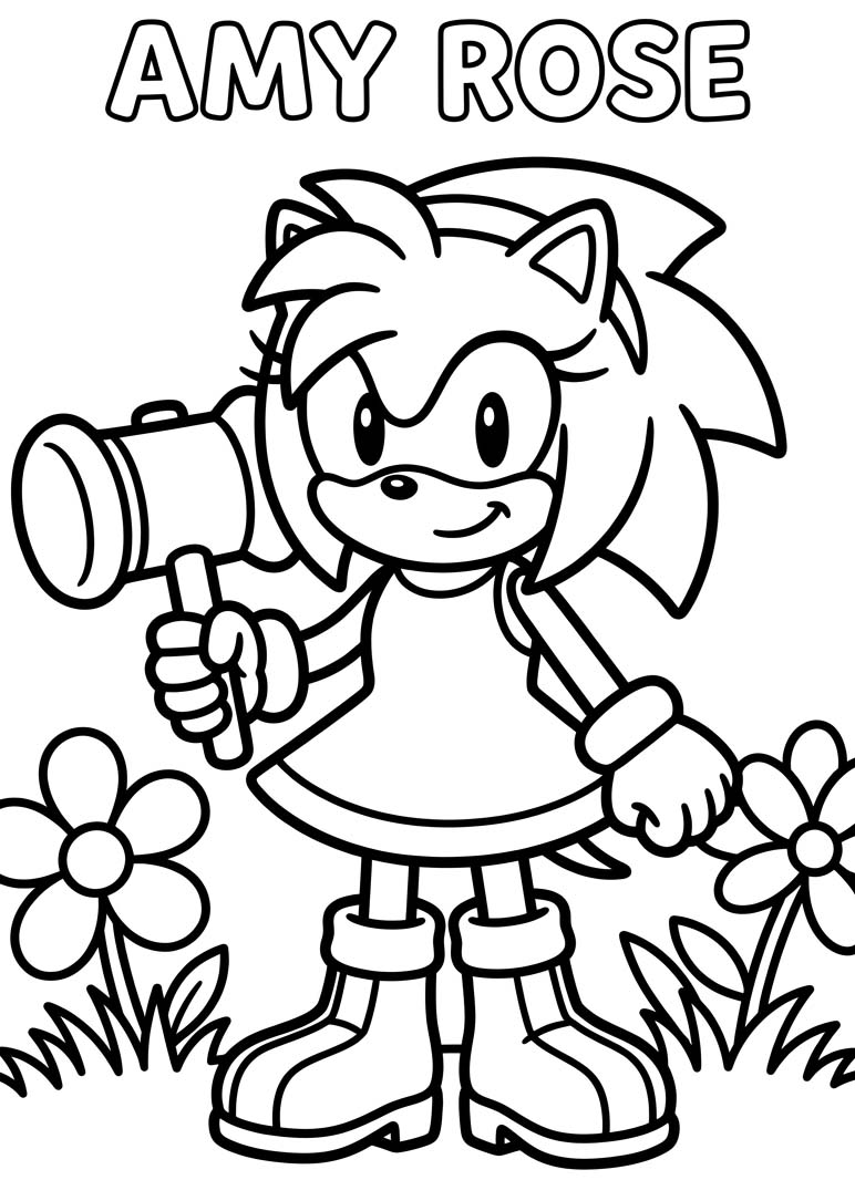 Obraz Amy Rose zdarma tisknutelné omalovánka