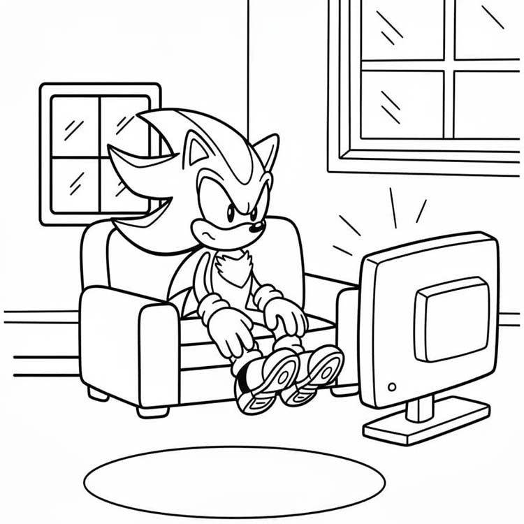 Shadow Sonic zdarma tisknutelné pro děti omalovánka