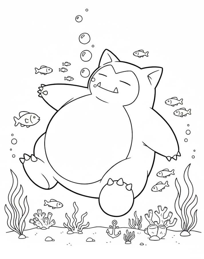 Snorlax zdarma tisknutelné pro děti omalovánka