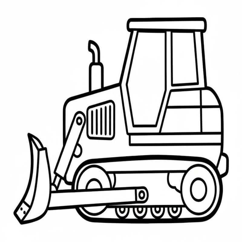 Buldozer tisknutelné pro děti omalovánka