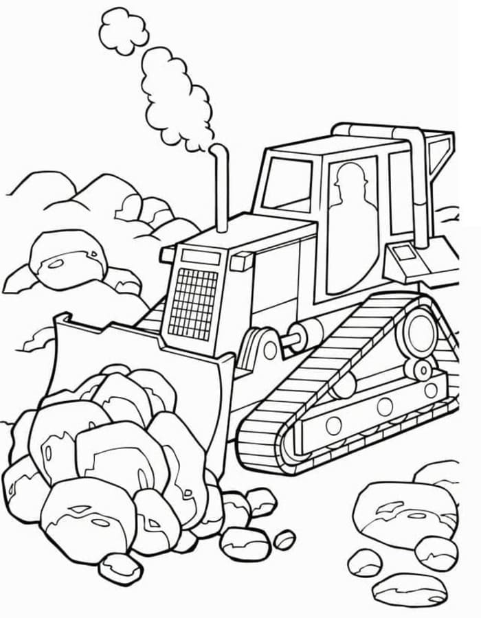 Buldozer zdarma pro děti omalovánka