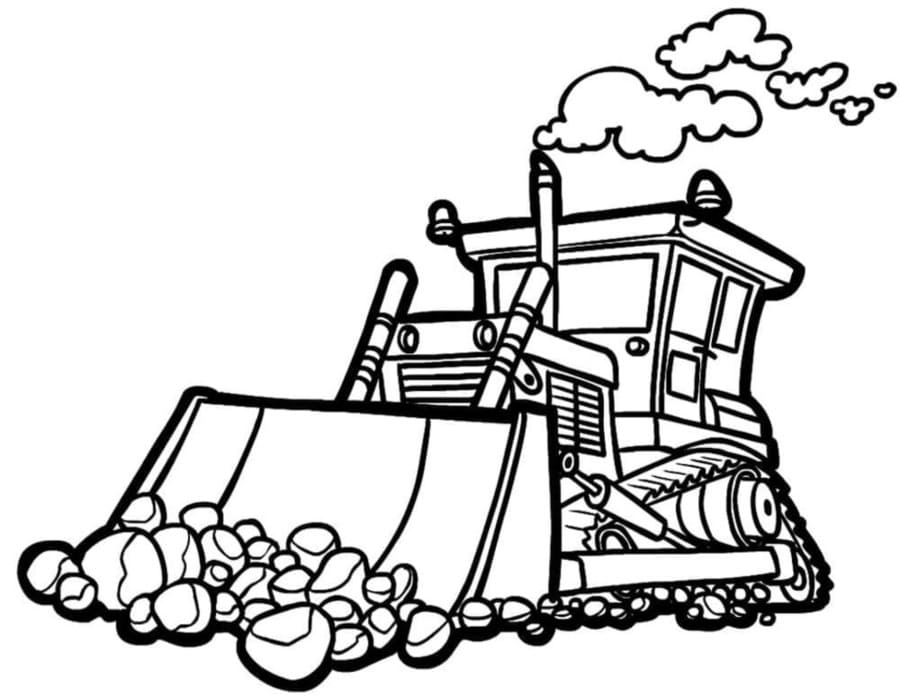 Buldozer zdarma snadný tisknutelné omalovánka