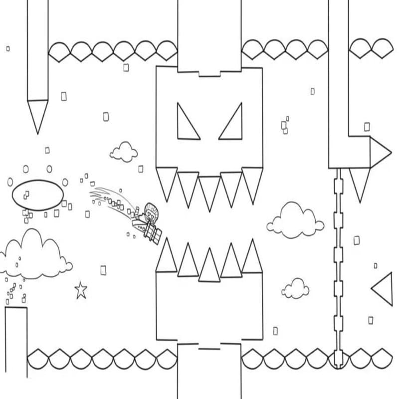 Geometry Dash zdarma snadný tisknutelné omalovánka