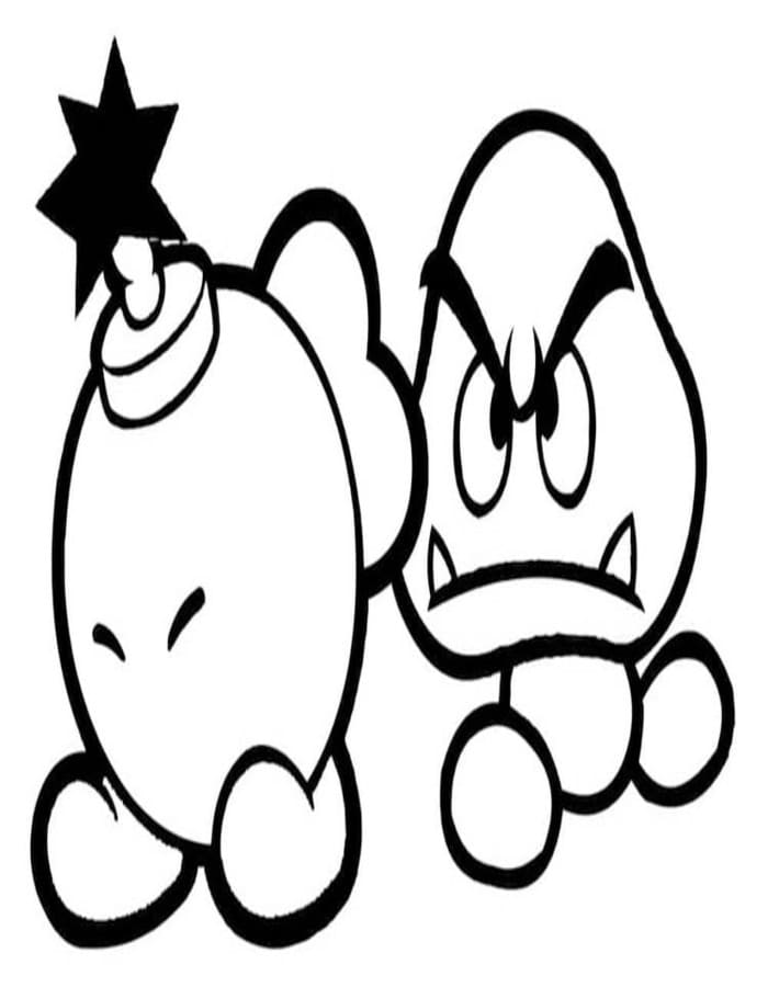 Goomba snadný tisknutelné omalovánka