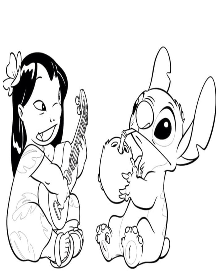 Lilo a Stitch zdarma snadný tisknutelné omalovánka