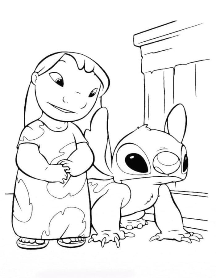 Lilo a Stitch zdarma základní tisknutelné omalovánka