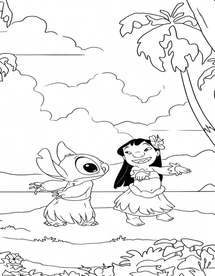 Lilo a Stitch zdarma omalovánka