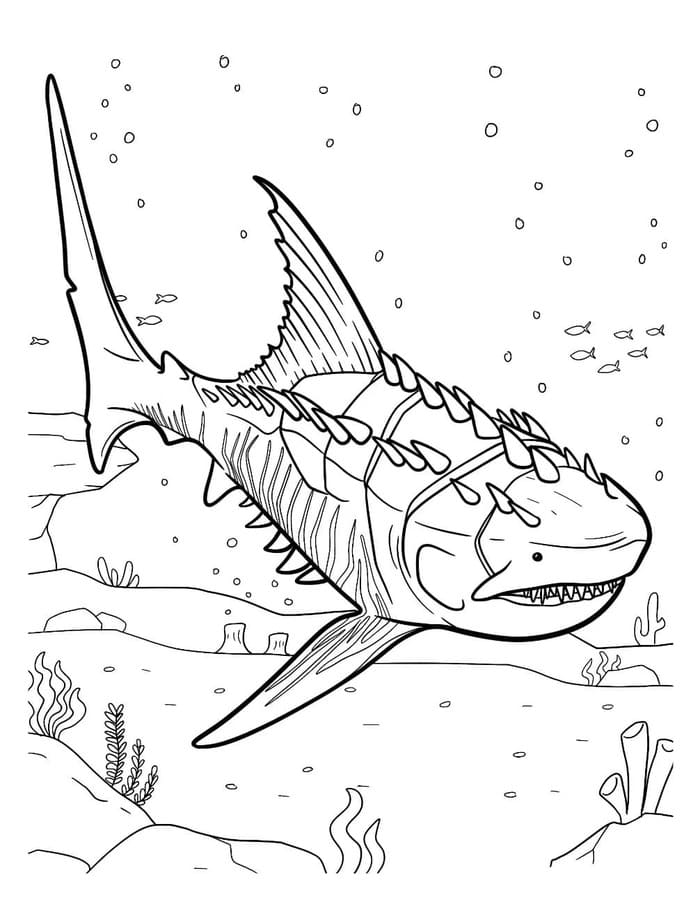 Megalodon zdarma snadný tisknutelné omalovánka