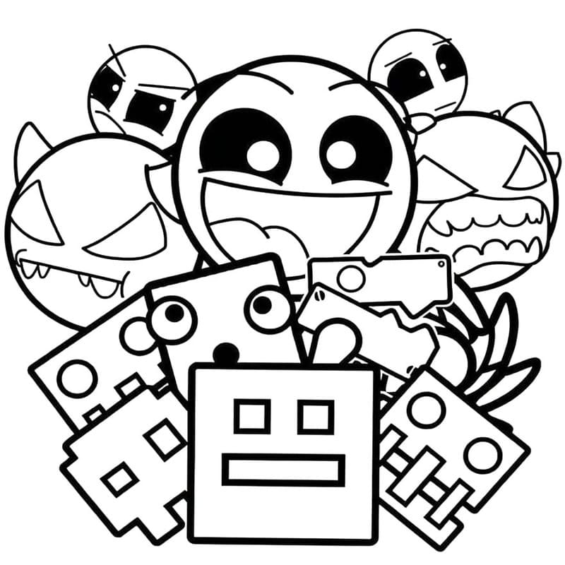 Nakreslete Geometry Dash pro děti omalovánka