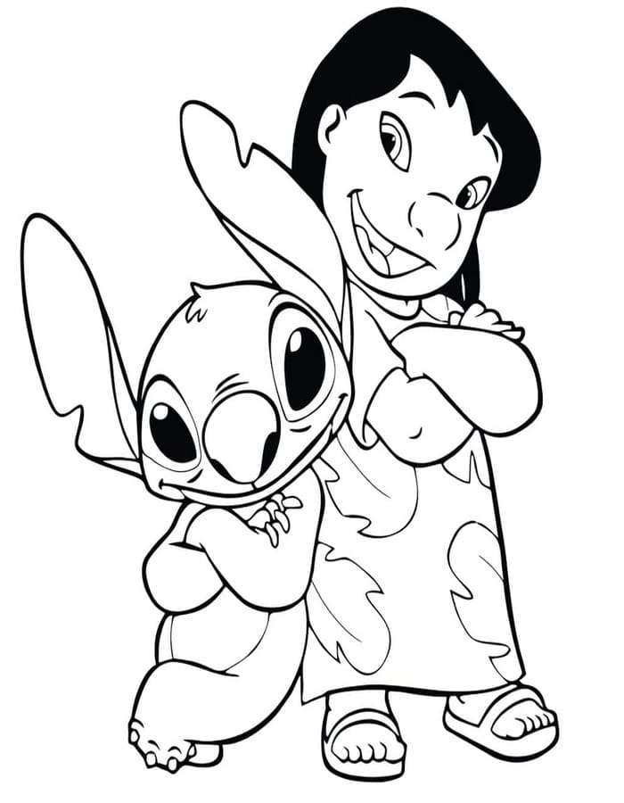 Nakreslete Lilo a Stitch k vytisknutí zdarma omalovánka