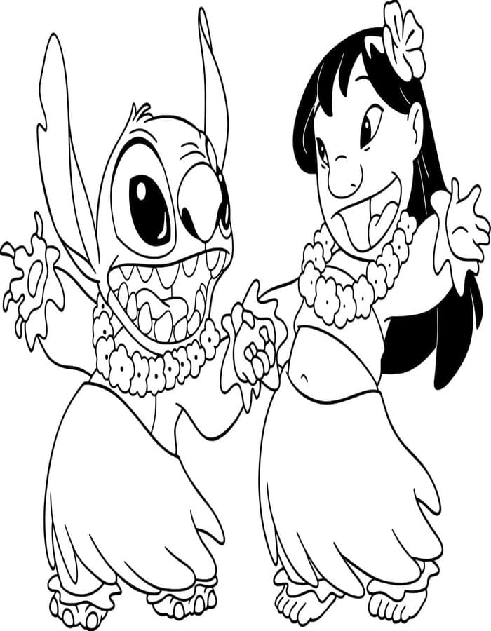 Nakreslete Lilo a Stitch k vytisknutí omalovánka