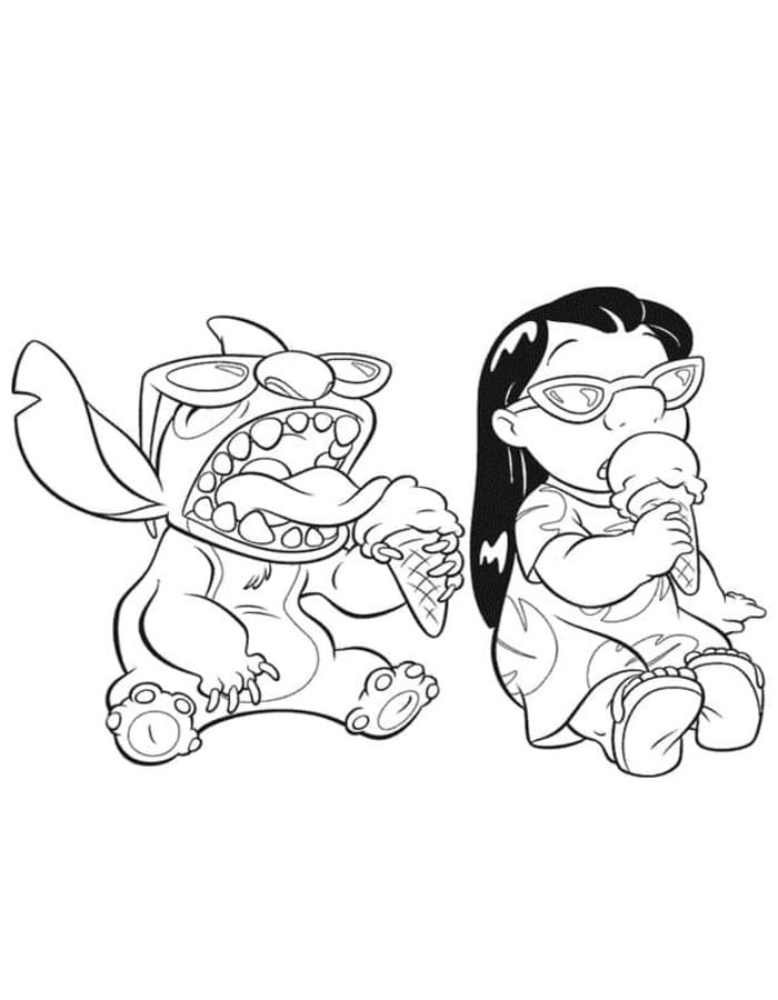 Nakreslete Lilo a Stitch snadný tisknutelné omalovánka