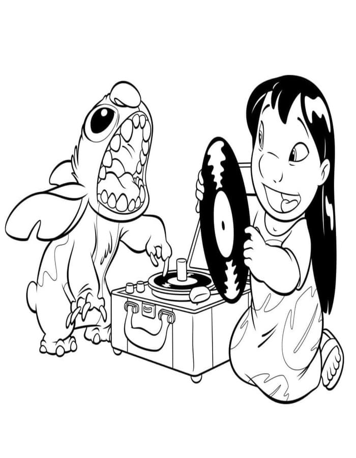 Nakreslete Lilo a Stitch zdarma základní tisknutelné omalovánka