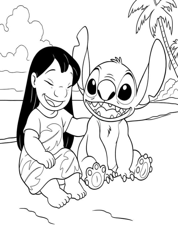 Nakreslete Lilo a Stitch omalovánka
