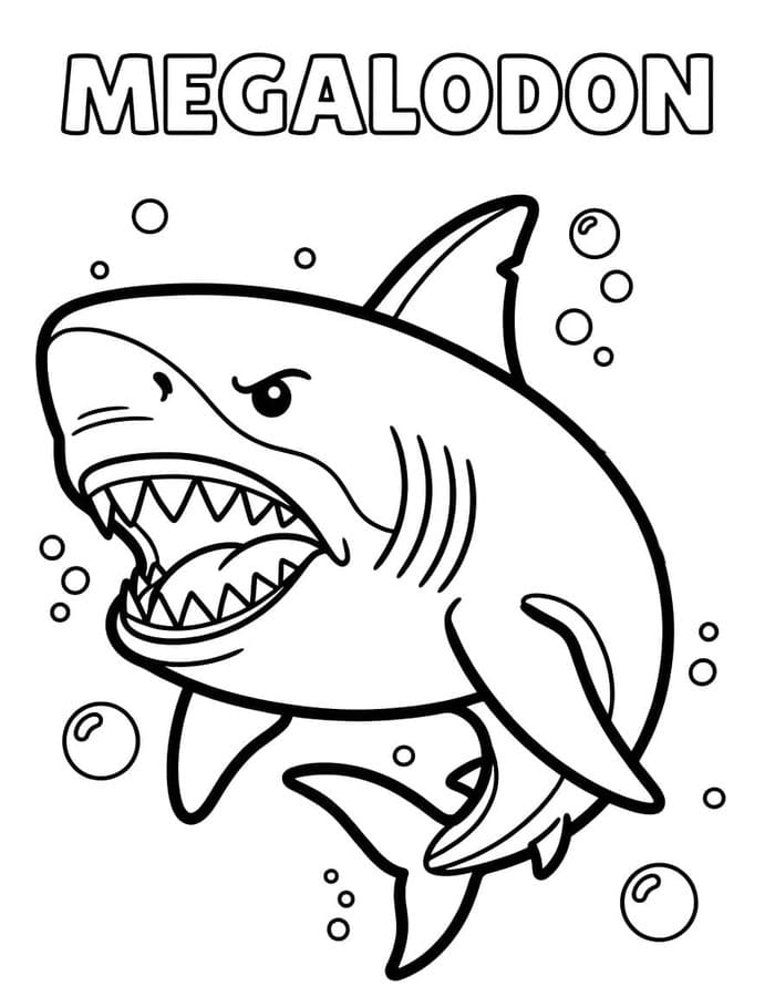 Nakreslete Megalodon k vytisknutí omalovánka