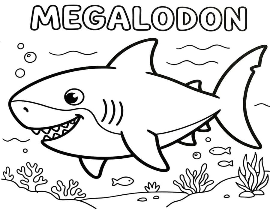Nakreslete Megalodon pro děti omalovánka