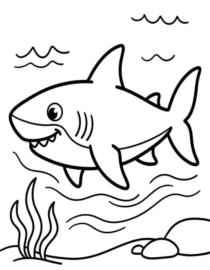 Nakreslete Megalodon tisknutelné pro děti omalovánka