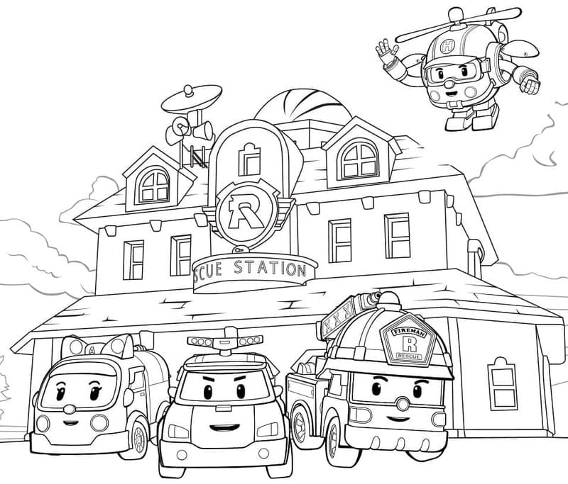 Nakreslete Robocar Poli pro děti omalovánka