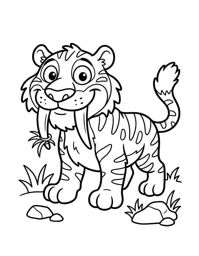 Nakreslete Šavlozubý Tygr pro děti omalovánka
