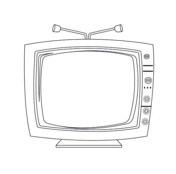 Nakreslete Televize snadný tisknutelné omalovánka