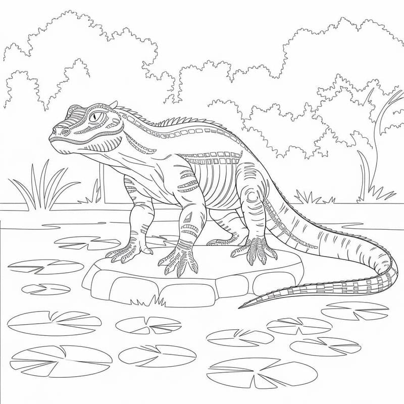 Nakreslete Varan Komodský k vytisknutí omalovánka