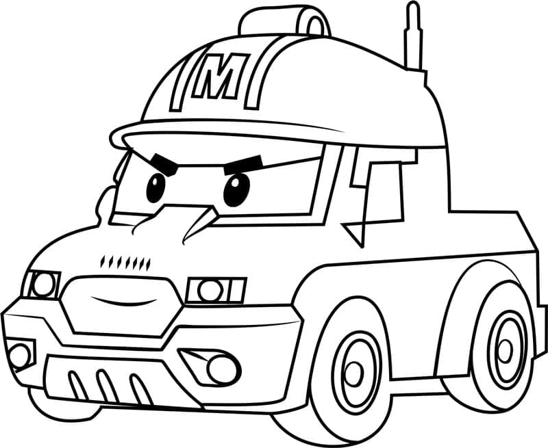 Robocar Poli prostý tisknutelné omalovánka