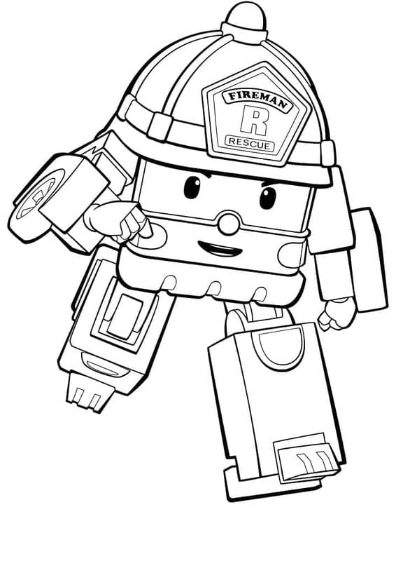 Robocar Poli snadný tisknutelné omalovánka