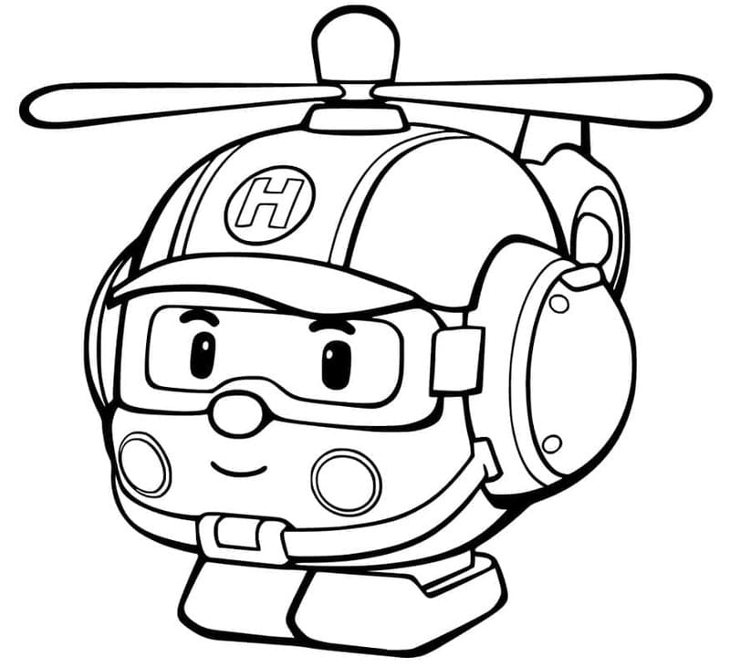 Robocar Poli zdarma snadný tisknutelné omalovánka