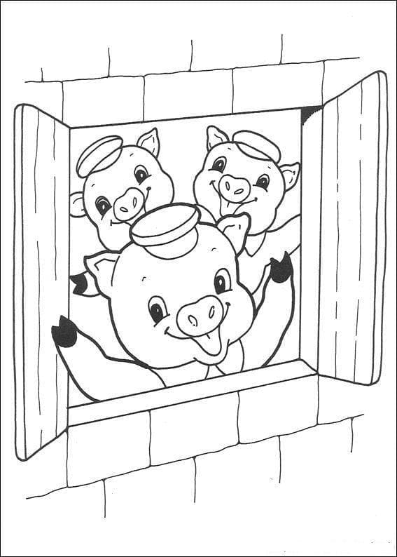 Tři malá prasátka základní tisknutelné omalovánka