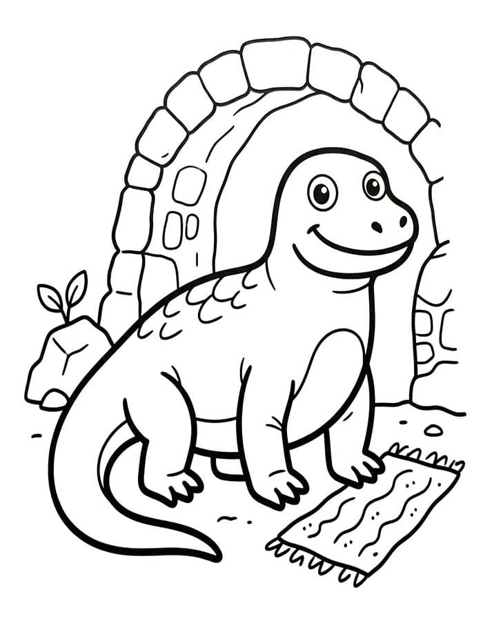 Varan Komodský snadný tisknutelné omalovánka