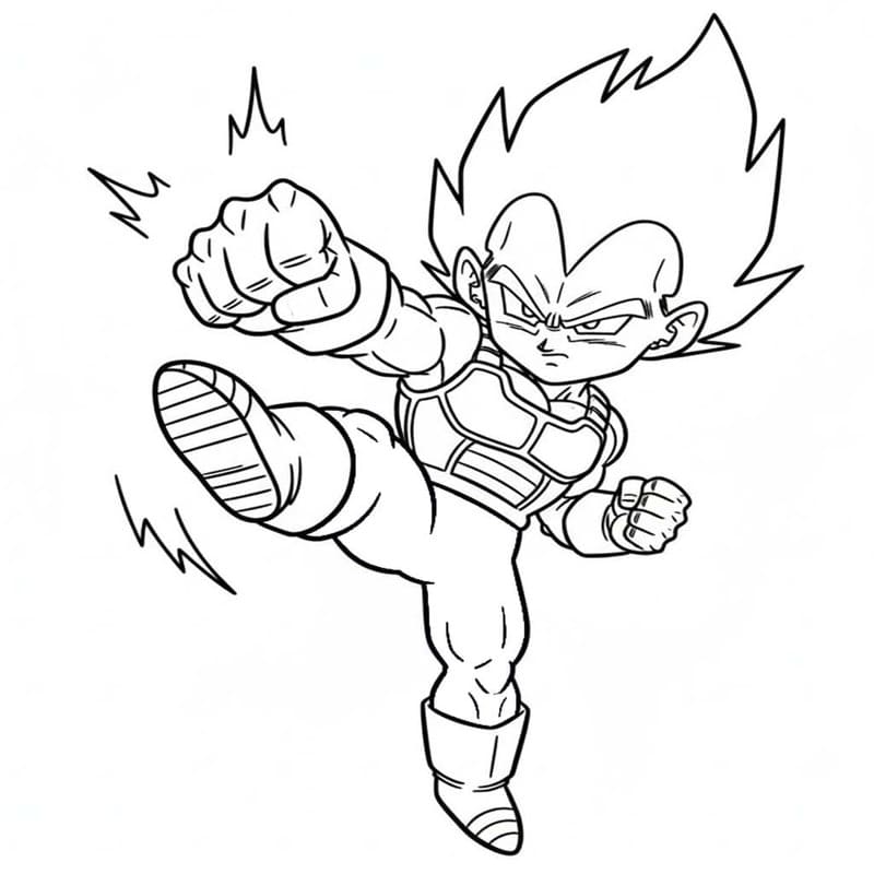 Vegeta zdarma prostý tisknutelné omalovánka