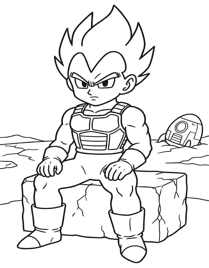 Vegeta zdarma snadný tisknutelné omalovánka