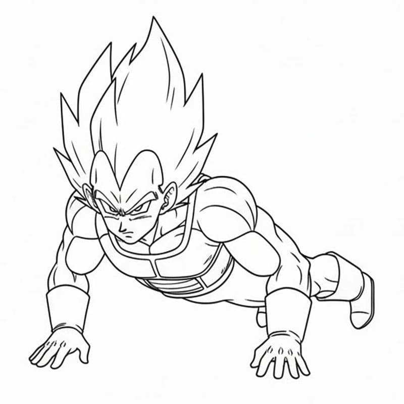 Vegeta zdarma základní tisknutelné omalovánka