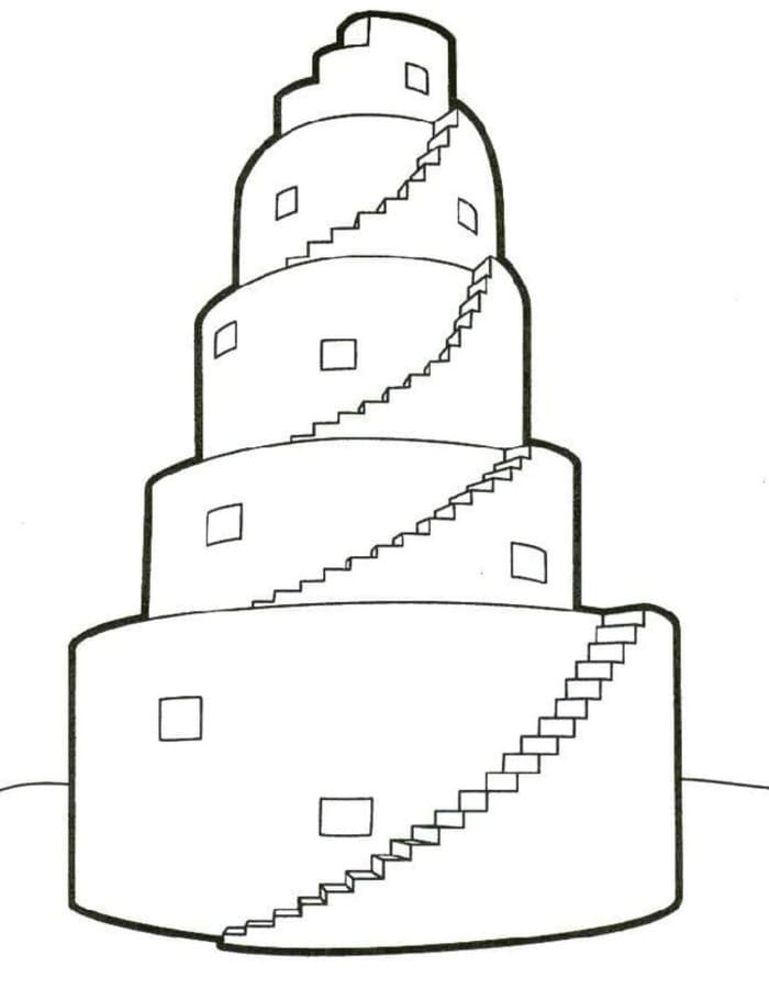 Babylonská Věž pro děti omalovánka