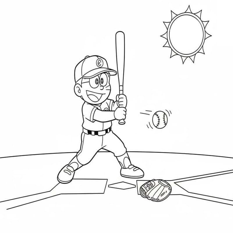 Baseball zdarma pro děti omalovánka