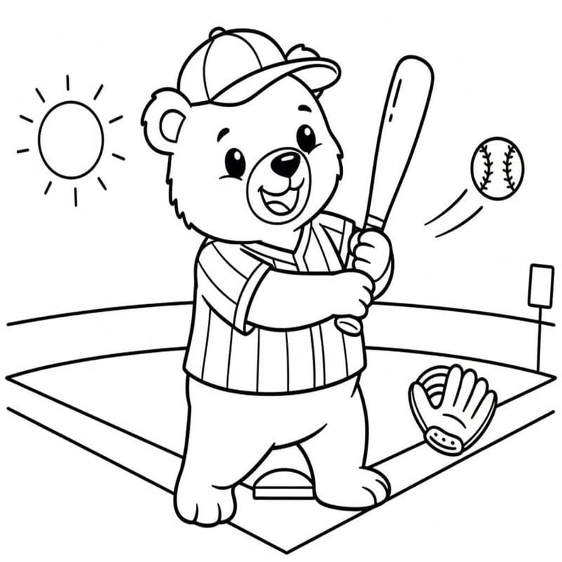 Baseball zdarma snadný tisknutelné omalovánka